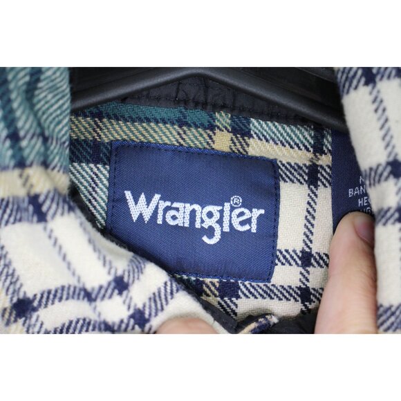 Wrangler Mens Medium Western Pearl Snap Plaid Button Up Flannel Shirt C1095 - Picture 3 of 5